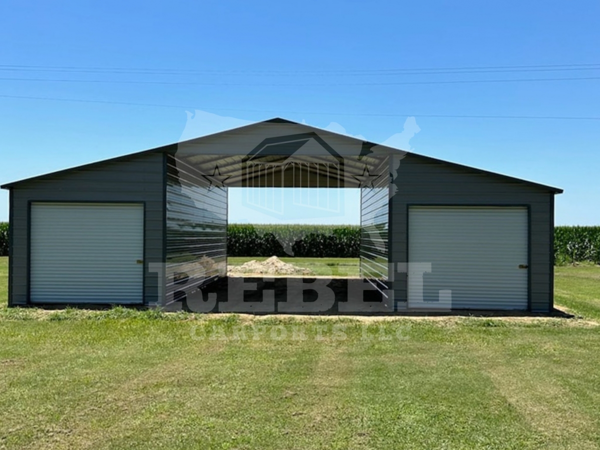 Horse Barn with two 12x30x9 Lean Tos Rebel Carports LLC Collection