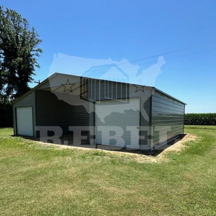 Horse Barn with two 12x30x9 Lean Tos